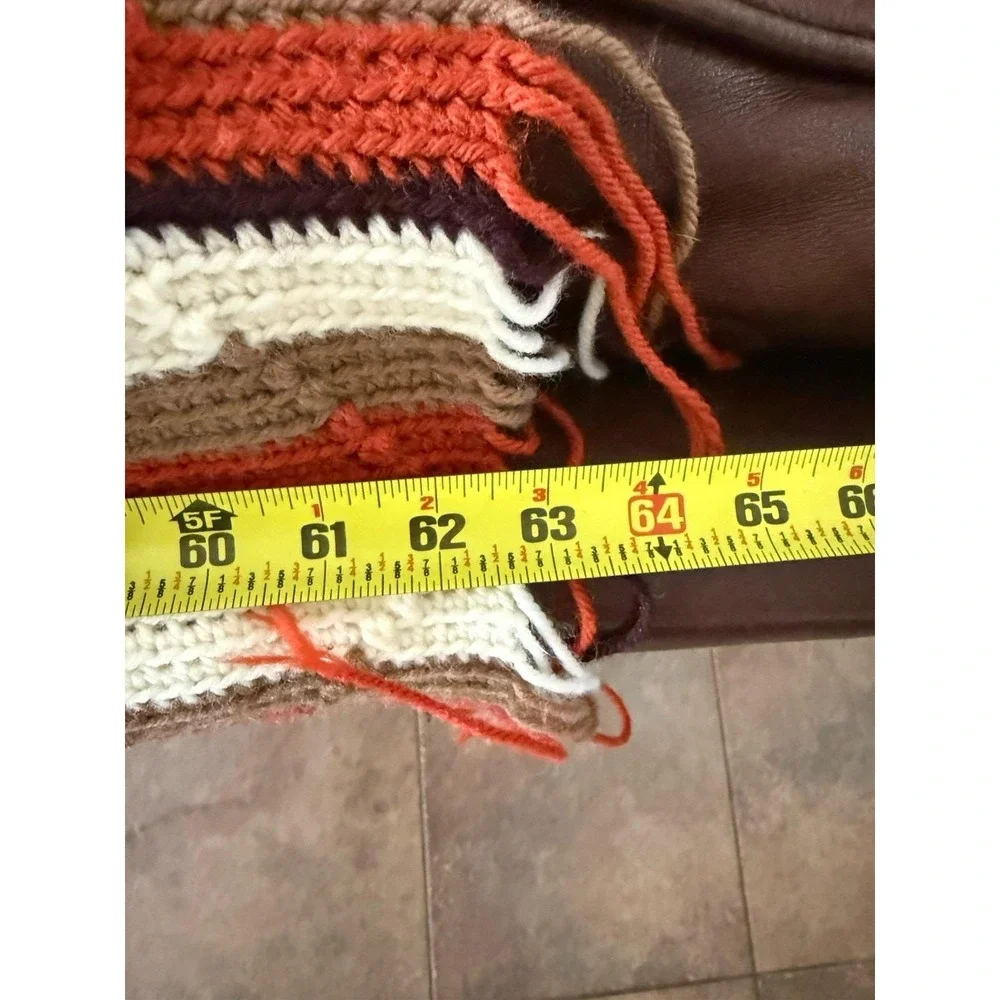 Crochet Diamond Pattern Afghan Creme Tan Orange Black 58